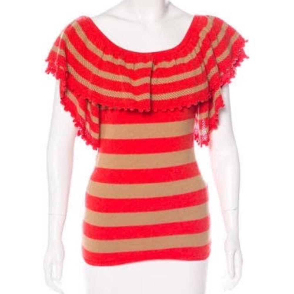 LaRok Red Striped Knit top, size M